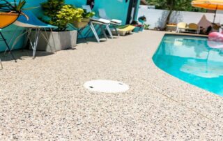 This image shows a pool deck after resurfacing.